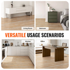 Interlocking Vinyl Floor Tiles 48 x 7.3 inch, 10 Tiles 5.5mm Thick Snap Together, Natural Wood Grain DIY Flooring for Kitchen, Dining Room, Bedrooms & Bathrooms, Easy for Home Decor