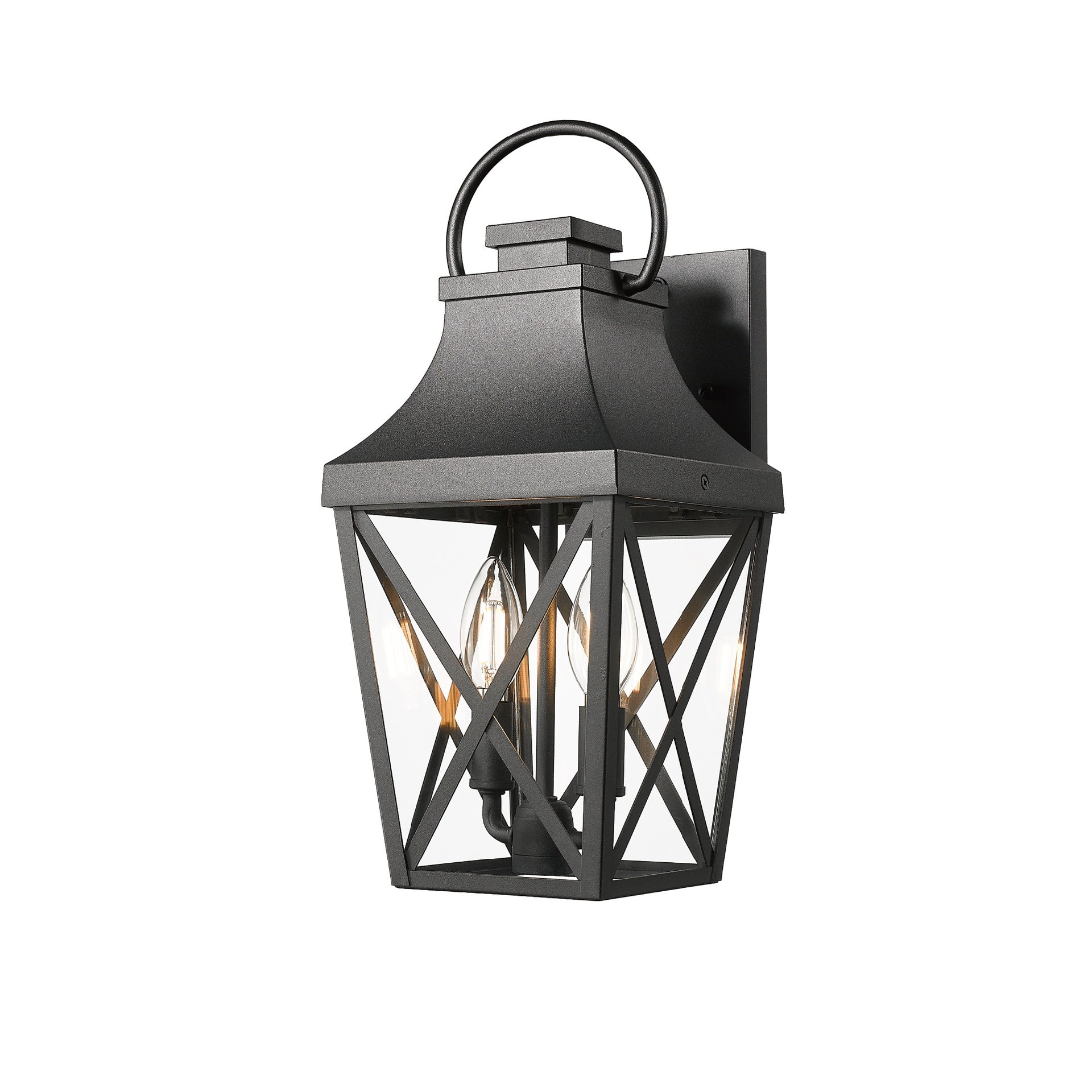 Outdoor Wall Lights, Porch Lights, Waterproof Outdoor Wall Sconce, Exterior Light Fixture Matte Black with Clear Glass Shade for Garage Patio Front Door Balcony (1 pack)