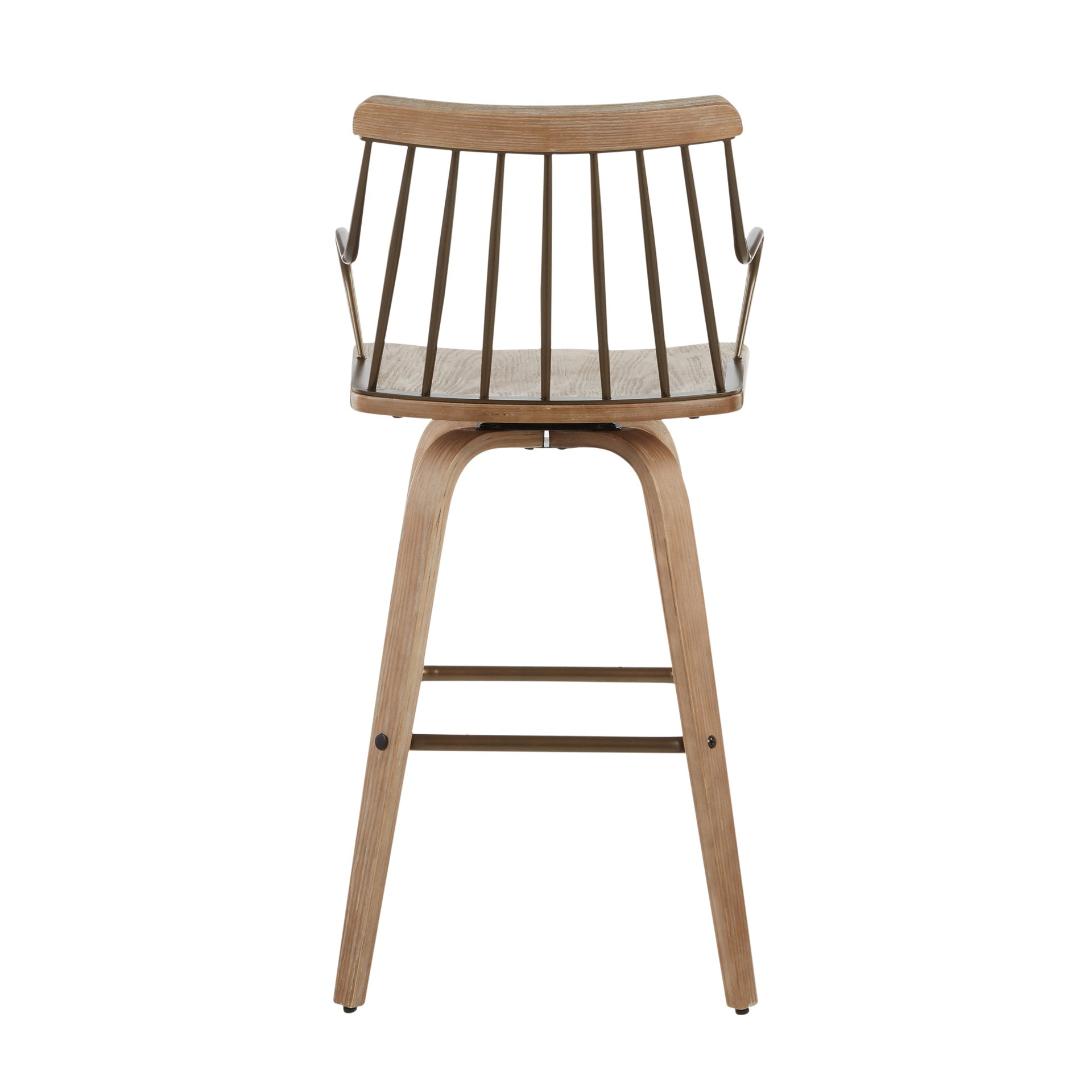 Preston Farmhouse Counter Stool in White Washed Wood and Antique Copper Metal by LumiSource