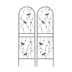 4 Pack Metal Garden Trellis 71" x 19.7" Rustproof Trellis for Climbing Plants Outdoor Flower Support Dragonfly Deco Black