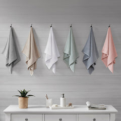 Cotton Waffle Jacquard Antimicrobial Bath Towel 6 Piece Set