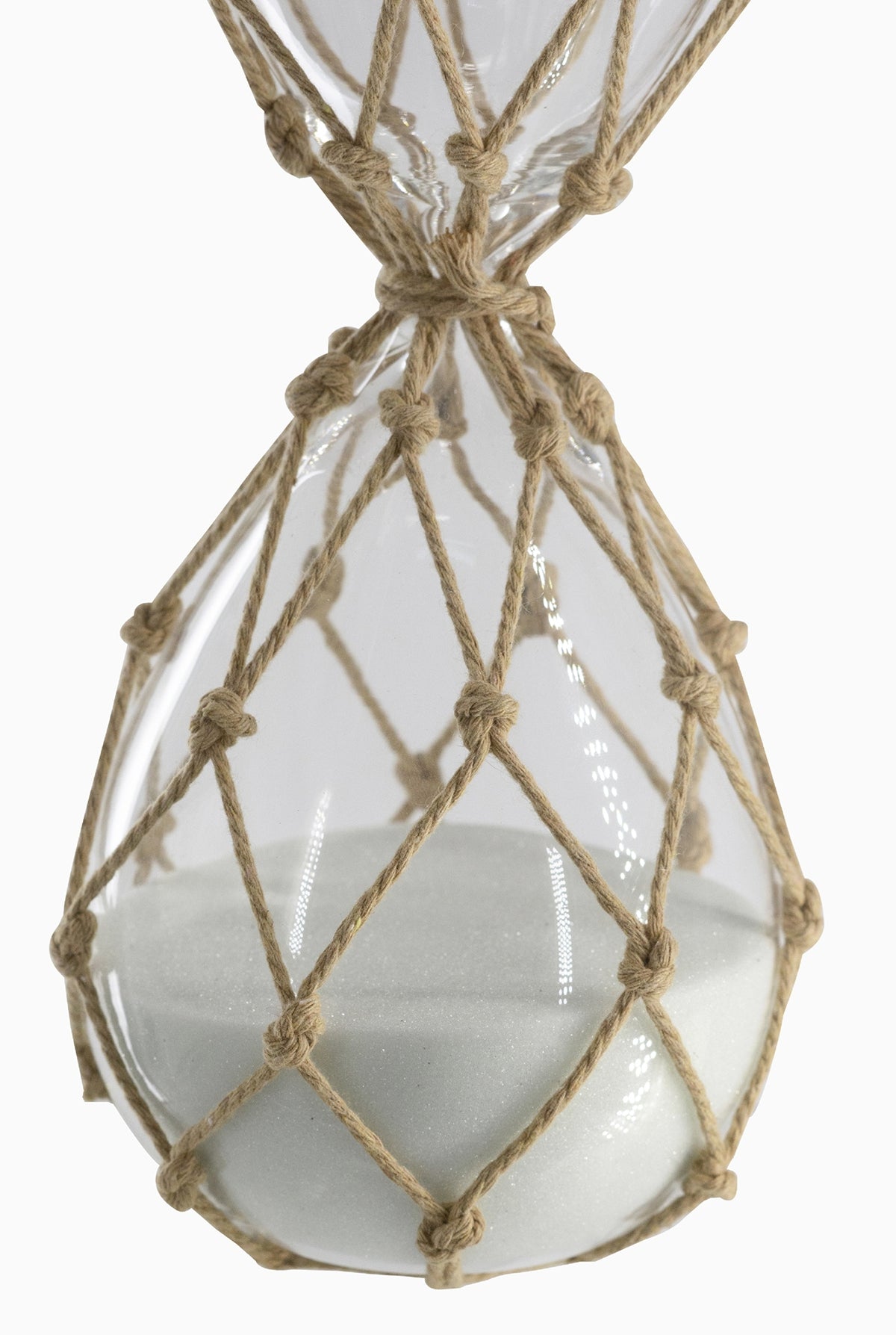 Set of 2, Clear Woven Hourglass, White Sand, S: 3.4x3.4x8.2" 30-Minute, L: 3.8x3.8x10" 45-Minute