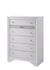 Contemporary Style 1pc Chest  Hidden Jewelry Drawer English Dovetail Drawers Silver Knobs White Finish Bedroom Furniture