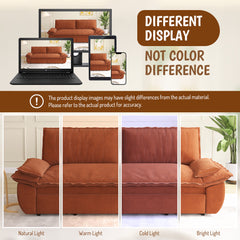 73.2" Queen Pull Out Sofa Bed,3-in-1 Convertible Sleeper Sofa,Multi-Functional Corduroy Loveseat Bed,Orange