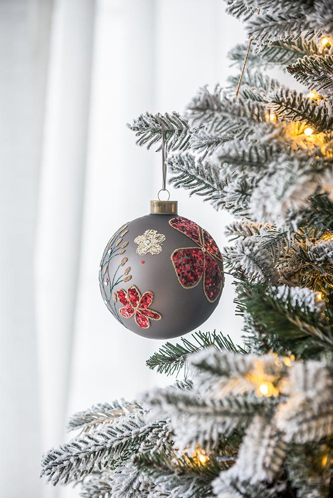 D4.7" Christmas Ball Ornaments, Glass Decorative Hanging Ball Christmas Tree Ornaments for Holiday Party Decorations, Set of 4