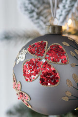 D4.7" Christmas Ball Ornaments, Glass Decorative Hanging Ball Christmas Tree Ornaments for Holiday Party Decorations, Set of 4
