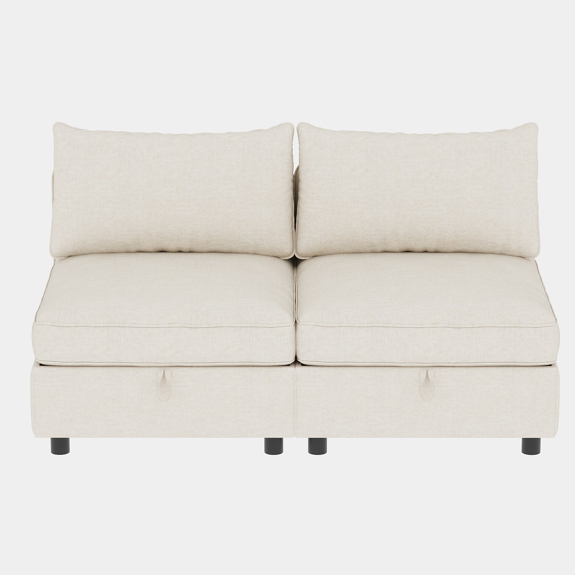 Armless Seat for Modular Sectional Sofa, Convertible Sofa Seat With Storage, Sleeper Sectional Sofa Set, Fabric Flexible Modular Combinations for Living Room(2PCS)