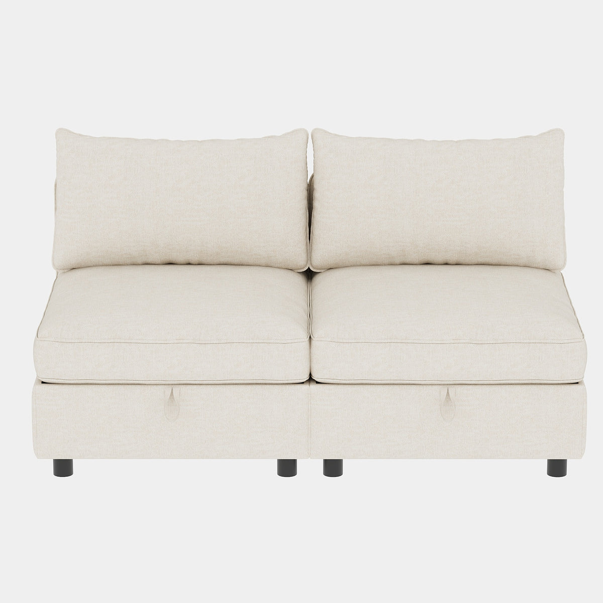 Armless Seat for Modular Sectional Sofa, Convertible Sofa Seat With Storage, Sleeper Sectional Sofa Set, Fabric Flexible Modular Combinations for Living Room(2PCS)