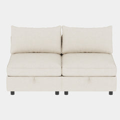 Armless Seat for Modular Sectional Sofa, Convertible Sofa Seat With Storage, Sleeper Sectional Sofa Set, Fabric Flexible Modular Combinations for Living Room(2PCS)