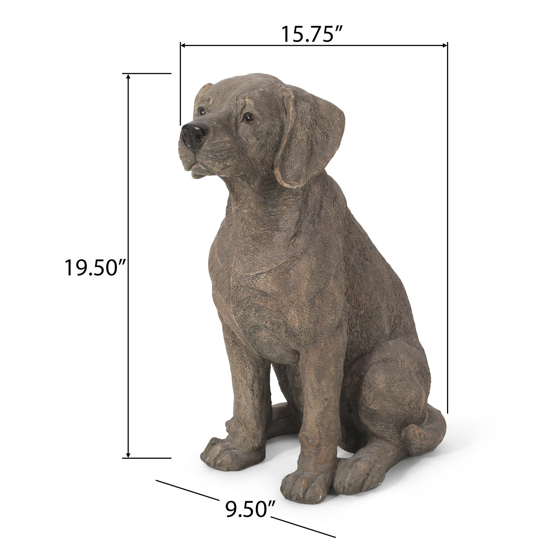 MGO DOG DECOR, Outdoor Dog Statue, Dark Brown, No Assembly Required