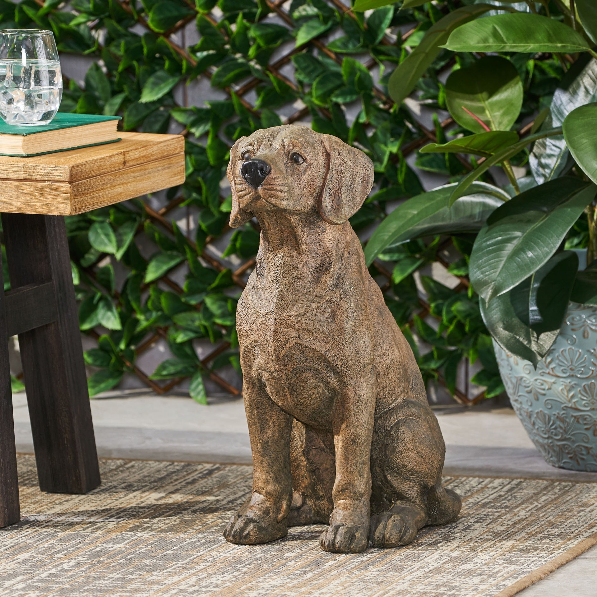 MGO DOG DECOR, Outdoor Dog Statue, Dark Brown, No Assembly Required