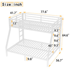 Metal Twin over Full Bunk Bed for Teens and Adults,Space-Saving/Noise Reduced/No Box Spring Needed, White