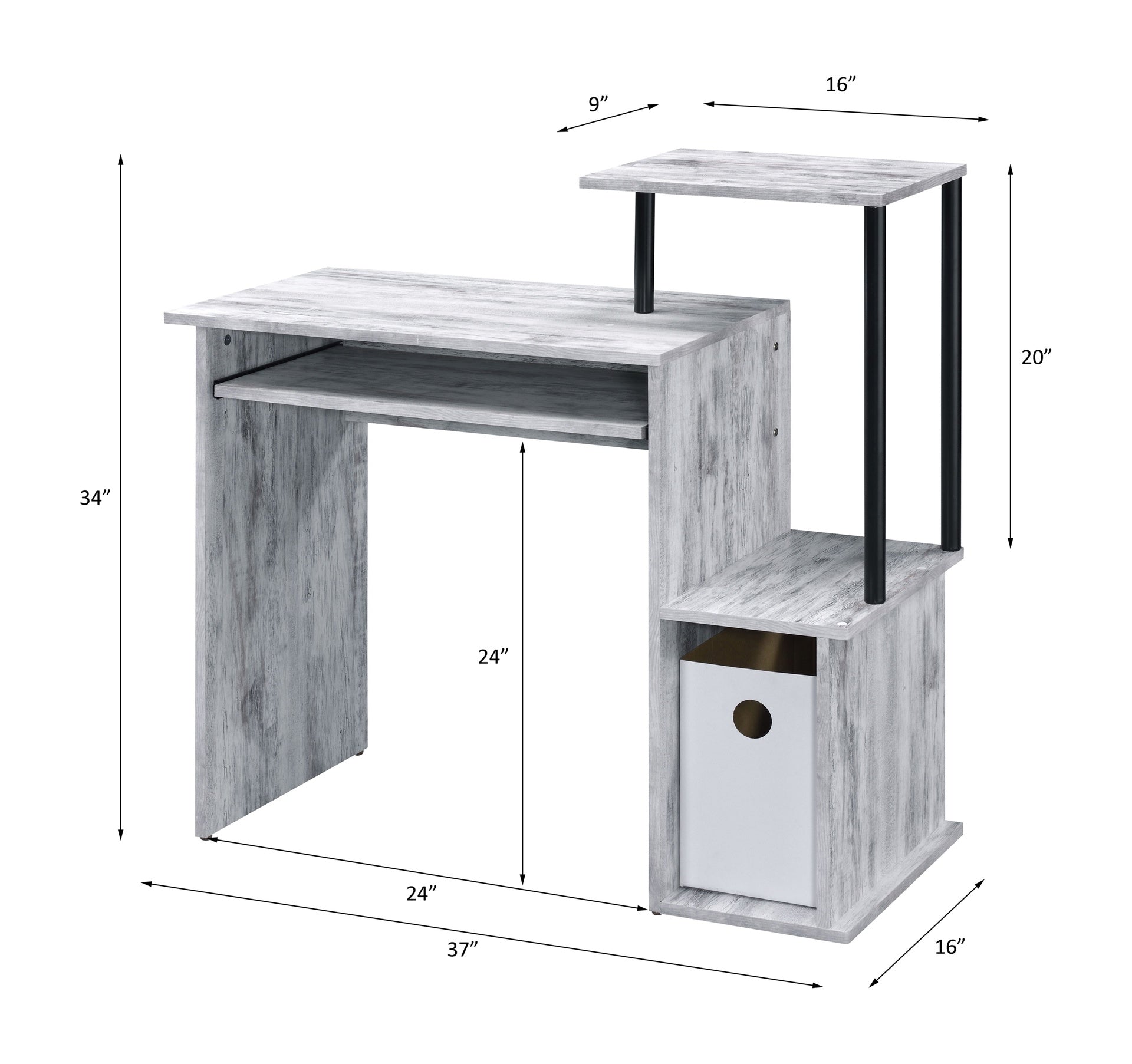 Lyphre Antique White & Black Finish Computer Desk