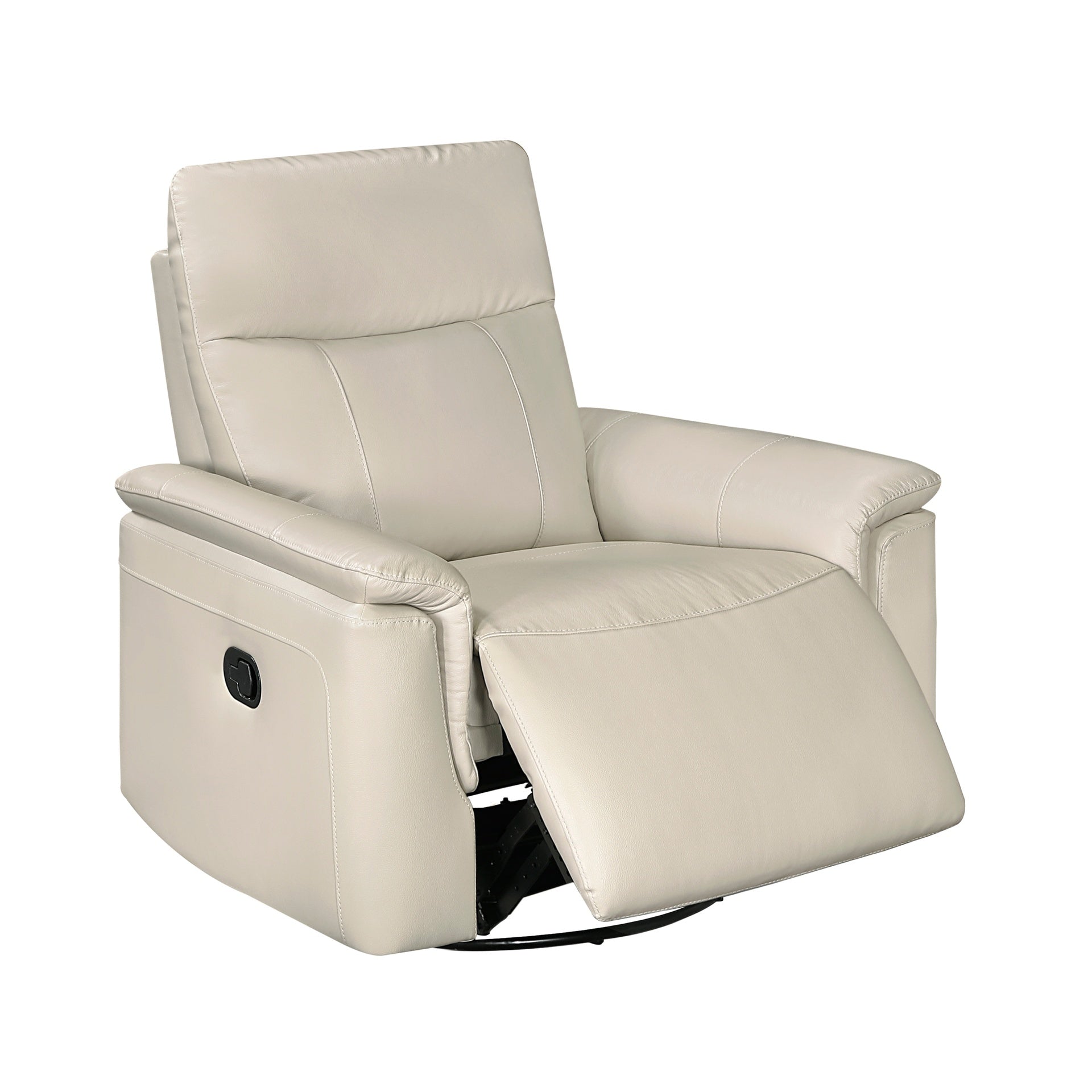 Luxury Comfort Premium Leather Recliner 1pc Taupe Upholstery Gentle Gliding Swivel Motion Living Room Furniture
