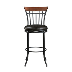 Swivel Pub Height Chair Black Metal Frame 1pc Faux Leather Upholstery Seat Dining Furniture, Bar Chair