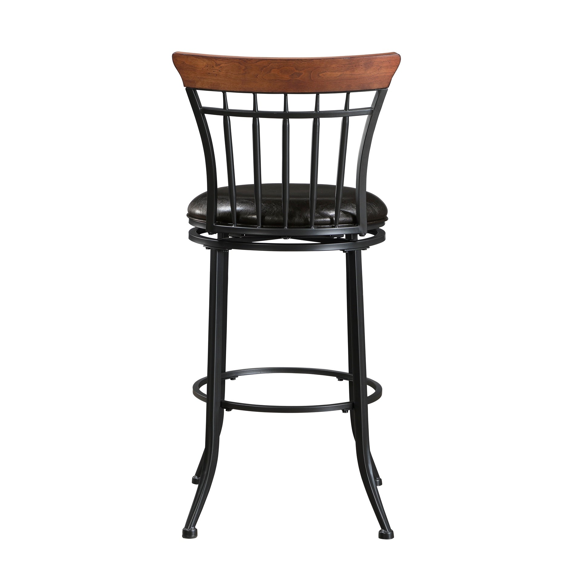 Swivel Pub Height Chair Black Metal Frame 1pc Faux Leather Upholstery Seat Dining Furniture, Bar Chair