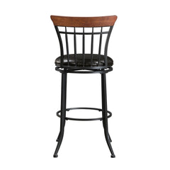 Swivel Pub Height Chair Black Metal Frame 1pc Faux Leather Upholstery Seat Dining Furniture, Bar Chair