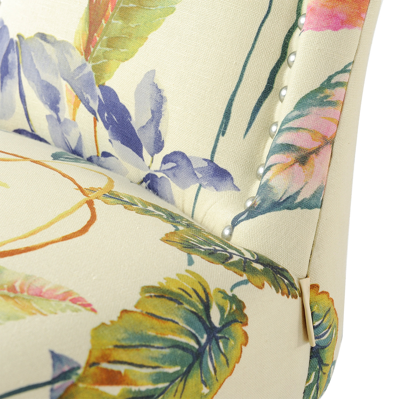 Paradise Upholstered Accent Chair, Off-White/Floral Printed On Woven
