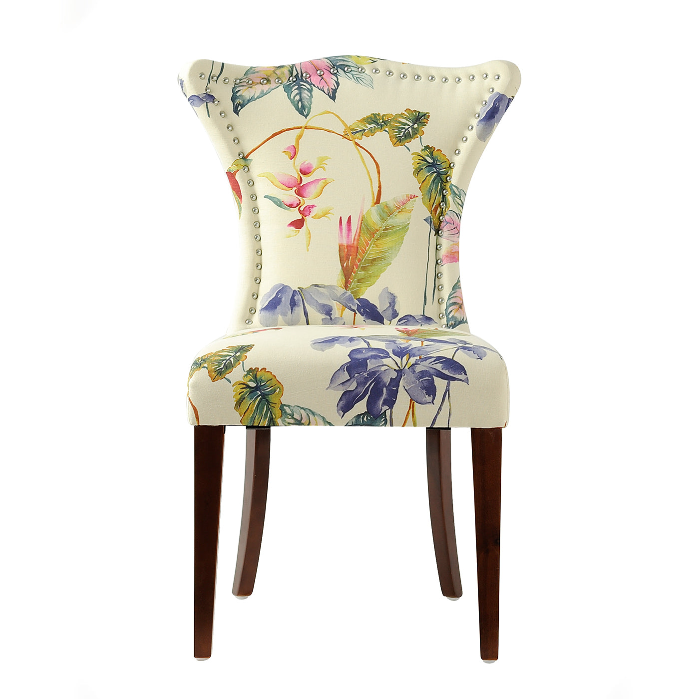Paradise Upholstered Accent Chair, Off-White/Floral Printed On Woven