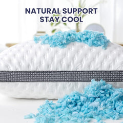 Cooling Pillow Queen Size Set of 2, Cooling Gel Memory Foam Bed Pillow, Medium Firm Pillow for Sleeping, Cooling & Smooth Washable Cover, CertiPUR-US Certified