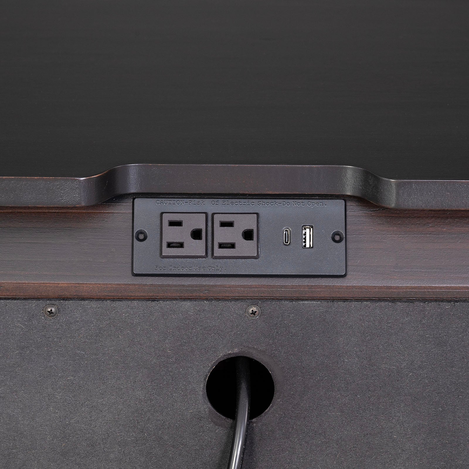 Mid-Century Modern Style 1pc Nightstand Silver Capped Legs Round Knobs USB Charging Port Black Finish Bedroom Furniture