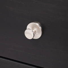 Mid-Century Modern Style 1pc Nightstand Silver Capped Legs Round Knobs USB Charging Port Black Finish Bedroom Furniture