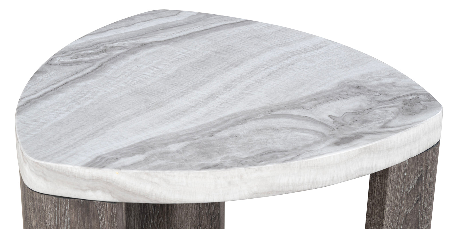 Contemporary Style Triangle End Table Marble Pattern Space Saving Design Primary Living Room