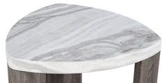 Contemporary Style Triangle End Table Marble Pattern Space Saving Design Primary Living Room