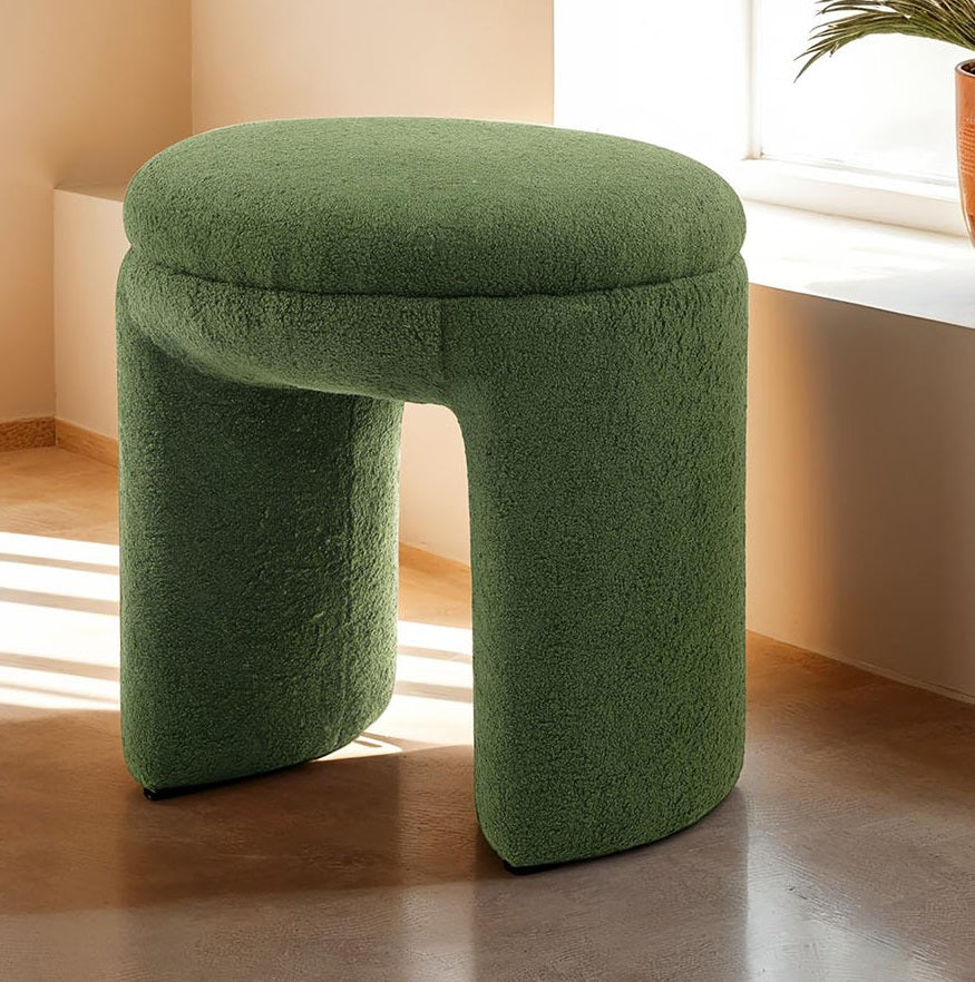Round Top 1pc Accent Stool Contemporary Green Finish Bench Design Primary Living Room