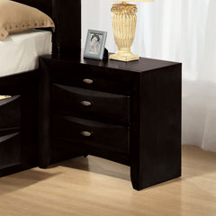 Black Color Simple Contemporary 1pc Nightstand Solid wood Bedside Table Knob Pulls 2-Drawers Bedside Table