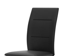 Contemporary Upholstered Side Chairs 2pc Set, Synthetic Leather Black Metal Legs