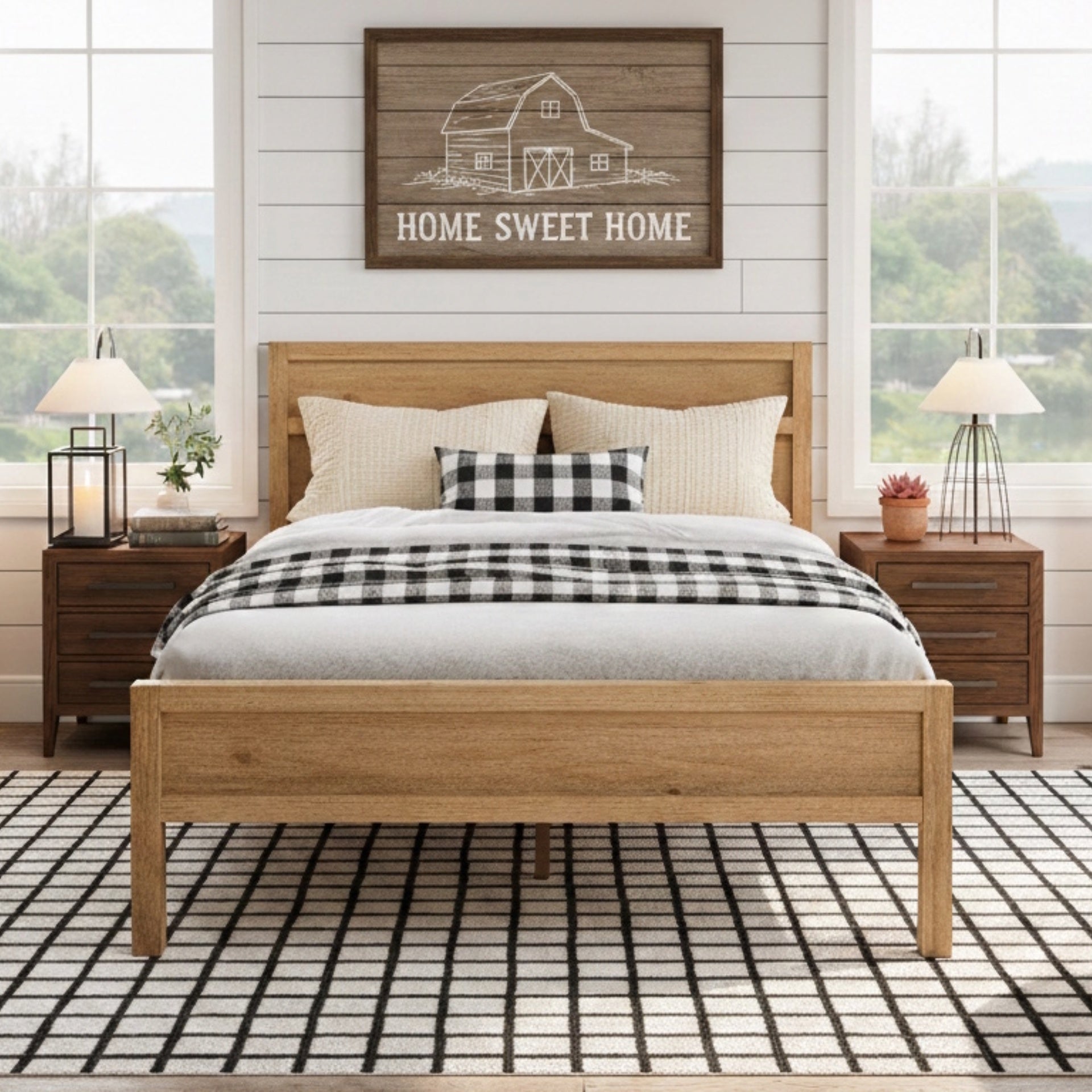Maddox Modern Wood Queen Panel Bed