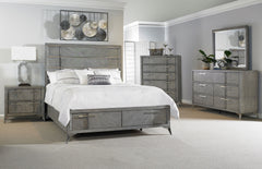 Gray Queen Storage Bed W/ Book matched Veneer