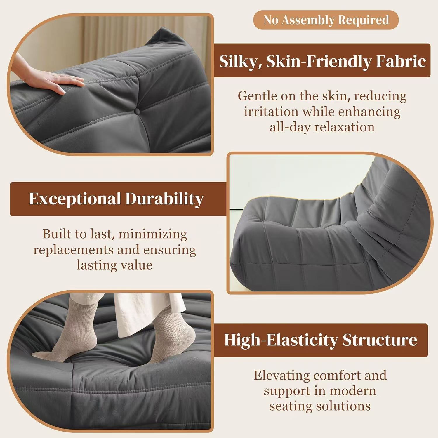 Luxury Accent Chair Button-Tufted Detail Gray Microfiber Comfy Chair Living Room Furniture 1pc