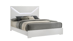 Blanca Modern Style Queen Bed Made with LED Headboard & Wood in White