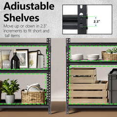 5-Tier Heavy Duty Metal Shelving Unit, 48"W x 24"D x72"H, Adiustable Storage Rack, Boltless Assembly, 4000 lbs Total Load Capacity, for Garage,Basement,Warehouse.Workshop, Black