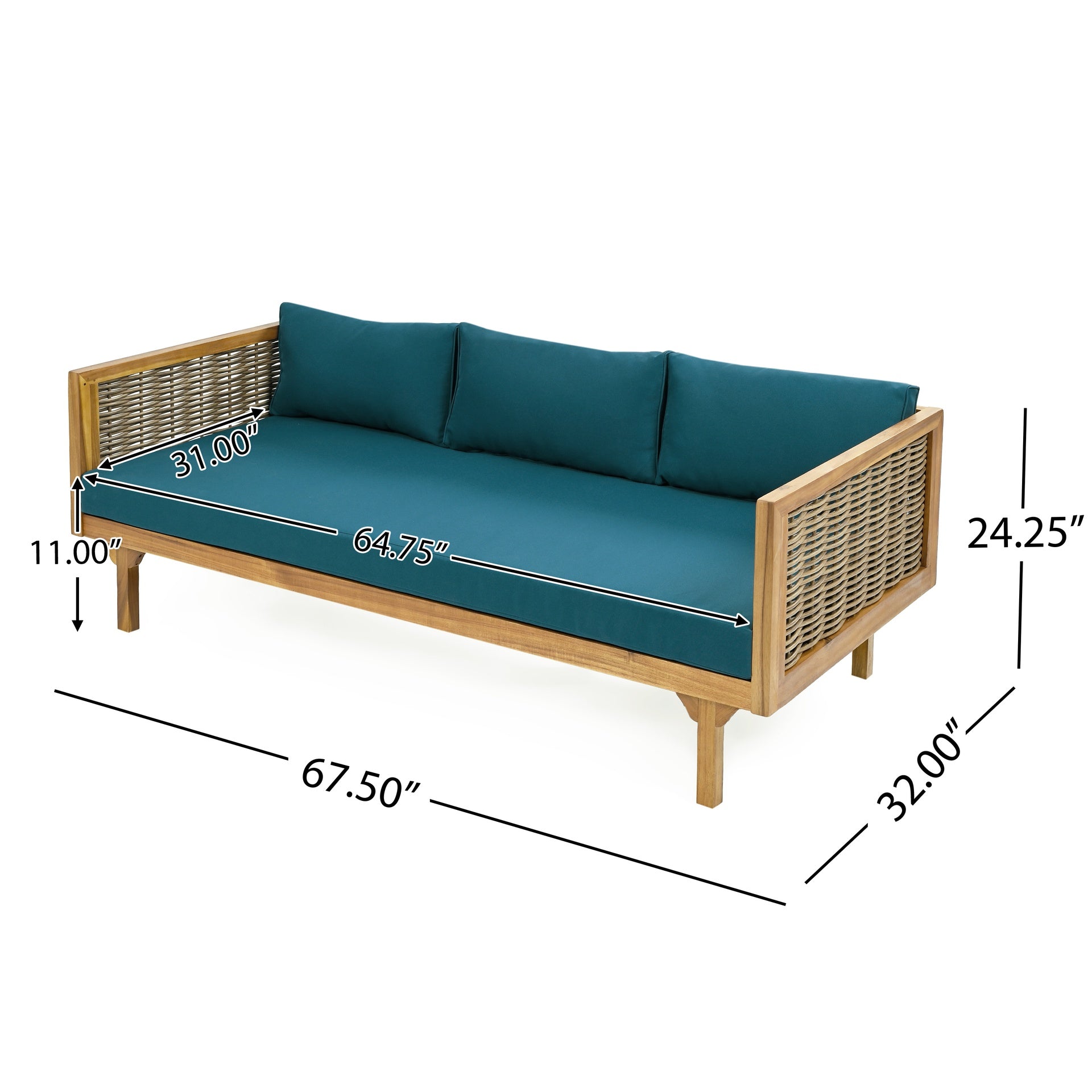 Wicker Patio Furniture Set Outdoor Rattan Sectional Sets Conversation Set - Weather-Resistant,  for Garden, Patio & Deck(with Water Resistant Thick Dark Teal Cushions)