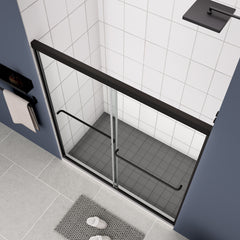 Bypass shower door, sliding door, with 1/4" tempered glass and Matted black finish 50-54"x70"