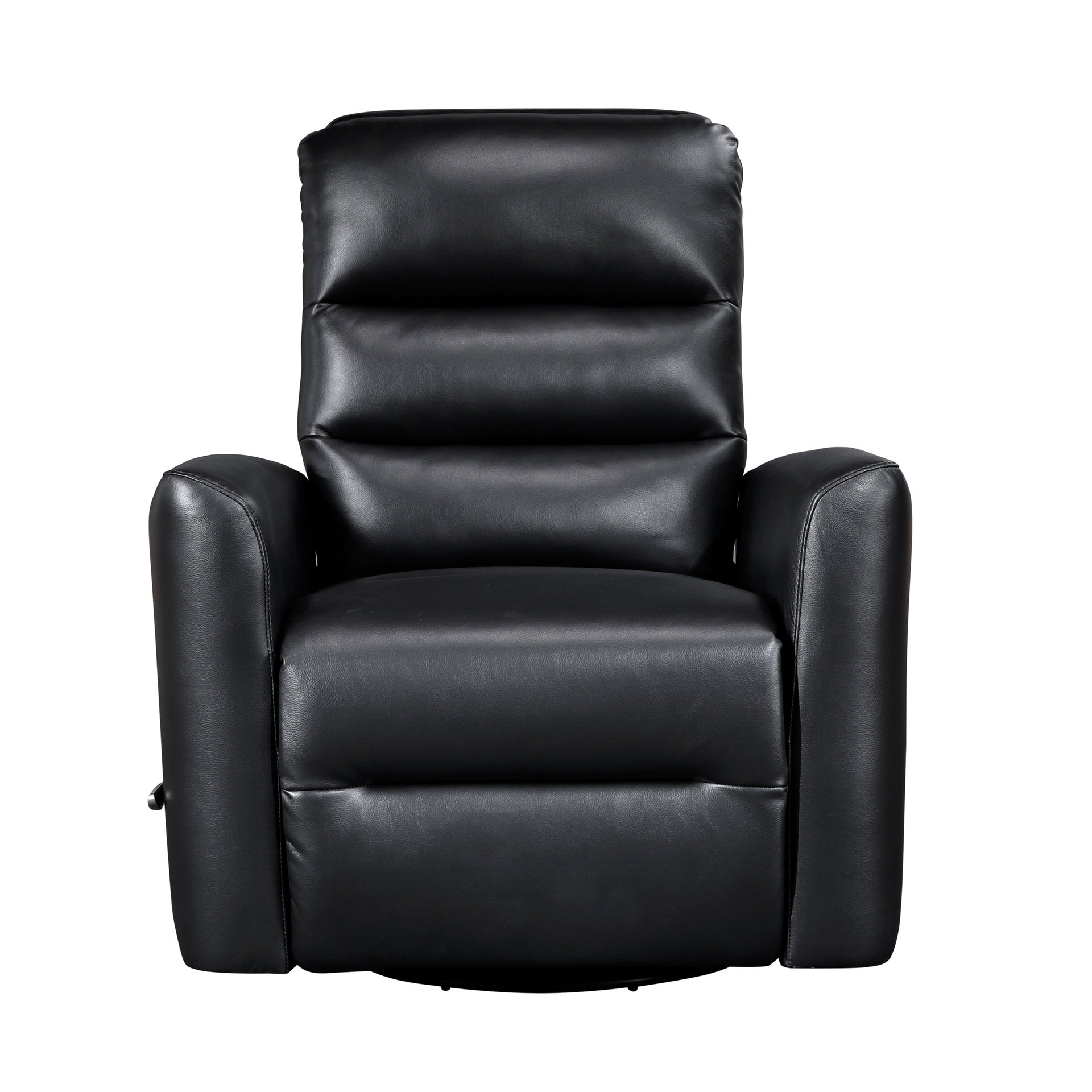 Glider Reclining Chair Swivel Motion Black Breathable Faux Leather Upholstery Luxury Living Room Furniture, Movie Chair