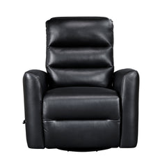 Glider Reclining Chair Swivel Motion Black Breathable Faux Leather Upholstery Luxury Living Room Furniture, Movie Chair