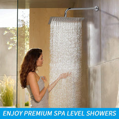 12 Inch Chrome Rain Shower Head, Square Ultra Thin 304 Stainless Steel High Pressure Shower Head Waterfall Full Body Coverage Waterfall Shower Head