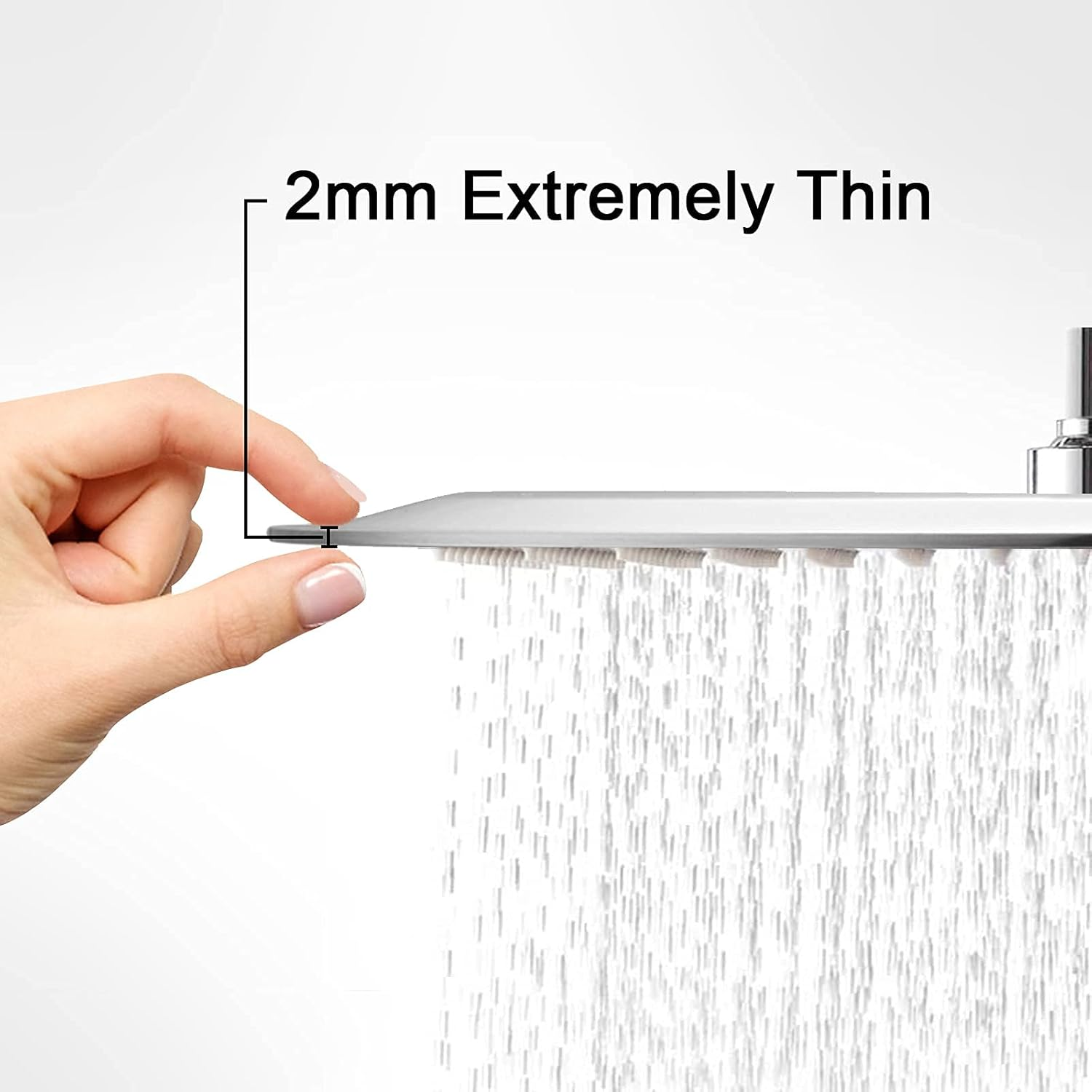12 Inch Chrome Rain Shower Head, Square Ultra Thin 304 Stainless Steel High Pressure Shower Head Waterfall Full Body Coverage Waterfall Shower Head