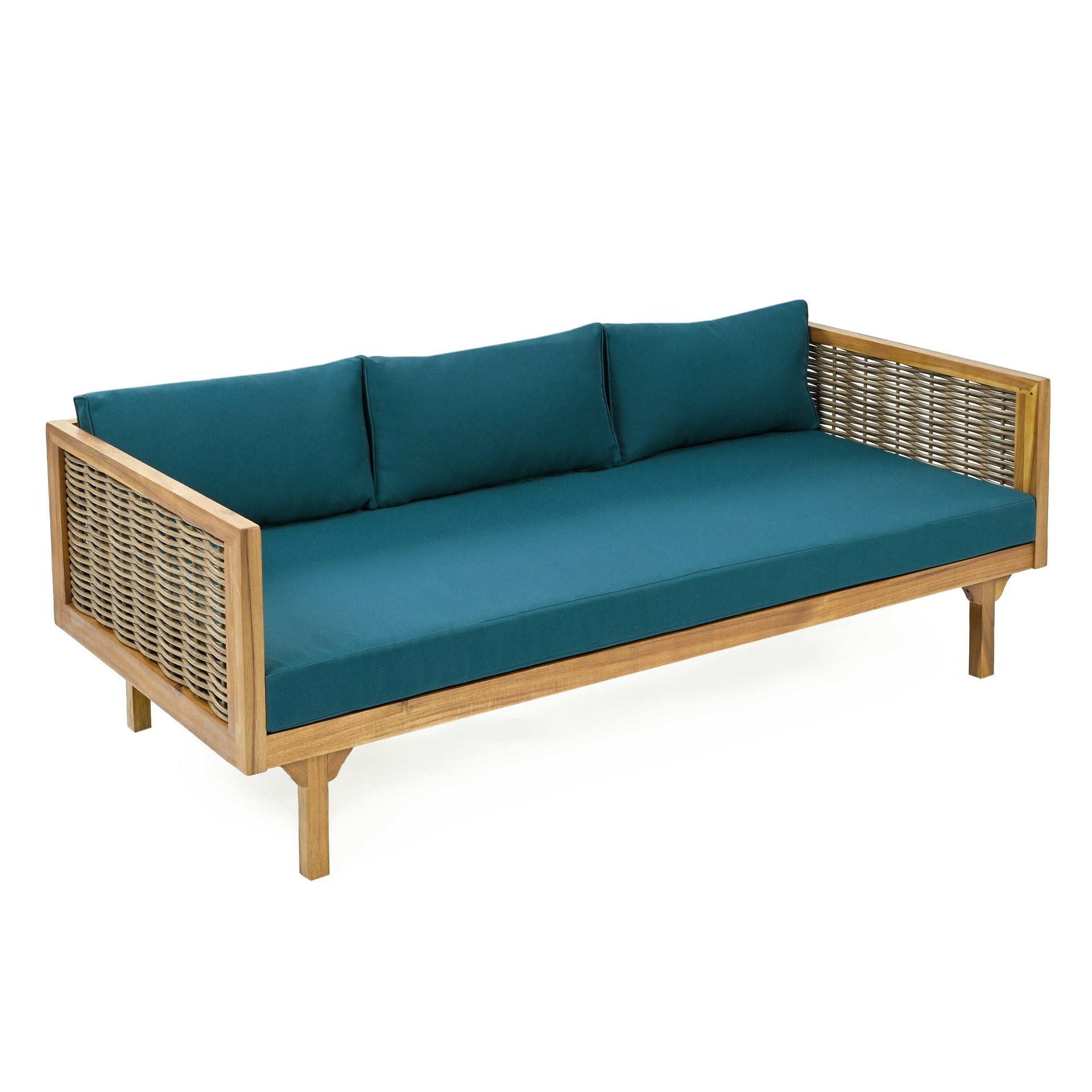 CLAREMONT 3 SEATER DAYBED WITH RATTAN ARMS (TEAK CUSHION)