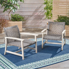 HAMPTON WOOD + WICKER CLUB CHAIR  (Set of 2)