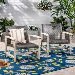 HAMPTON WOOD + WICKER CLUB CHAIR  (Set of 2)