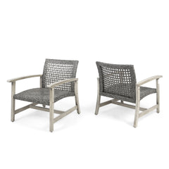 HAMPTON WOOD + WICKER CLUB CHAIR  (Set of 2)