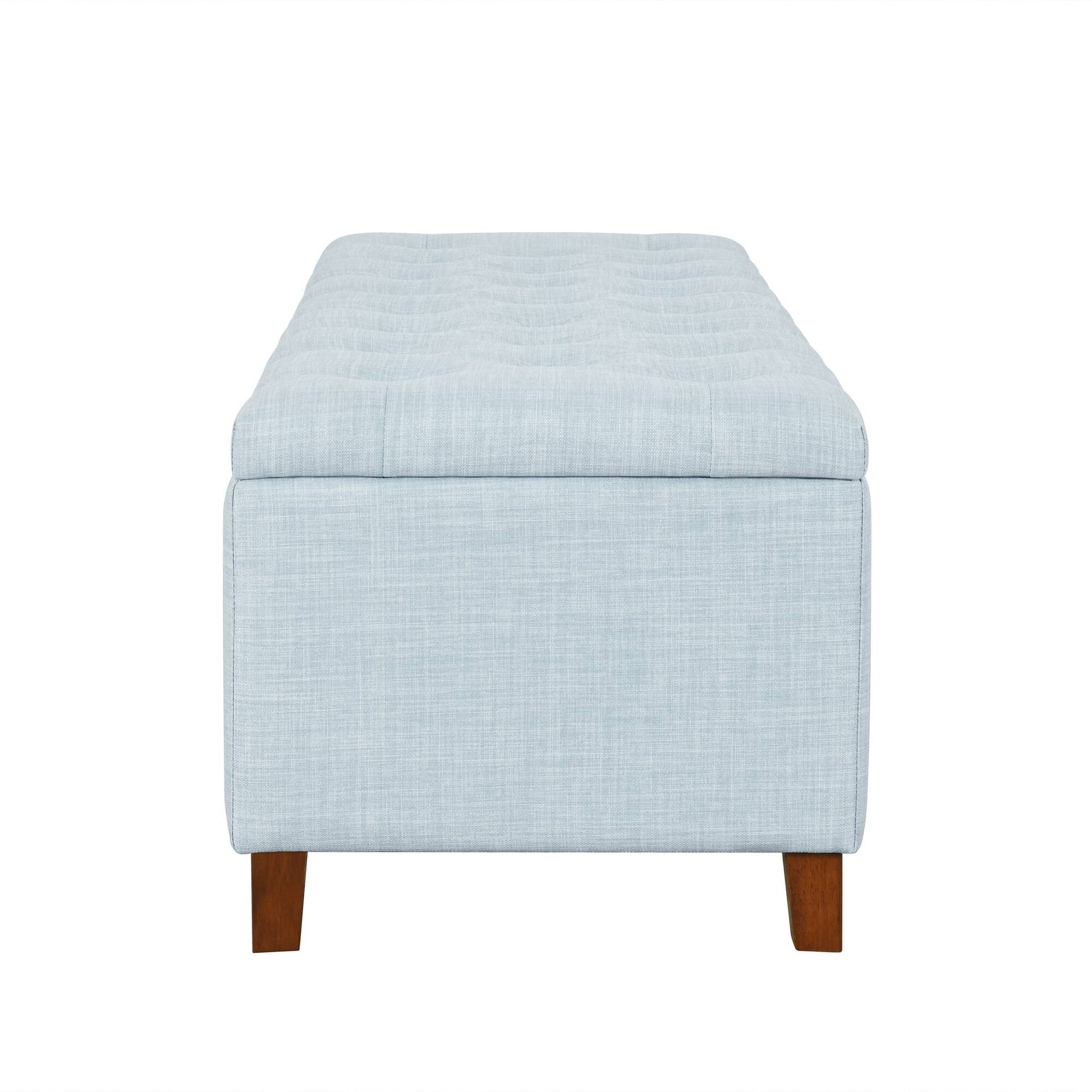 Shandra Tufted Top Upholstered Storage Bench Light Blue