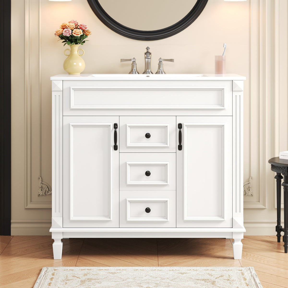 36'' Bathroom Vanity with Top Sink, Modern Bathroom Storage Cabinet with 2 Soft Closing Doors and 2 Drawers, Single Sink Bathroom Vanity