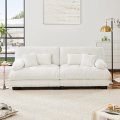 Cloud Couch 2 Seater Sofa for Living Room, Chenille 2 - Seat sofa with 2 Lumbar pillows and 2 throw pillows,Chenille White