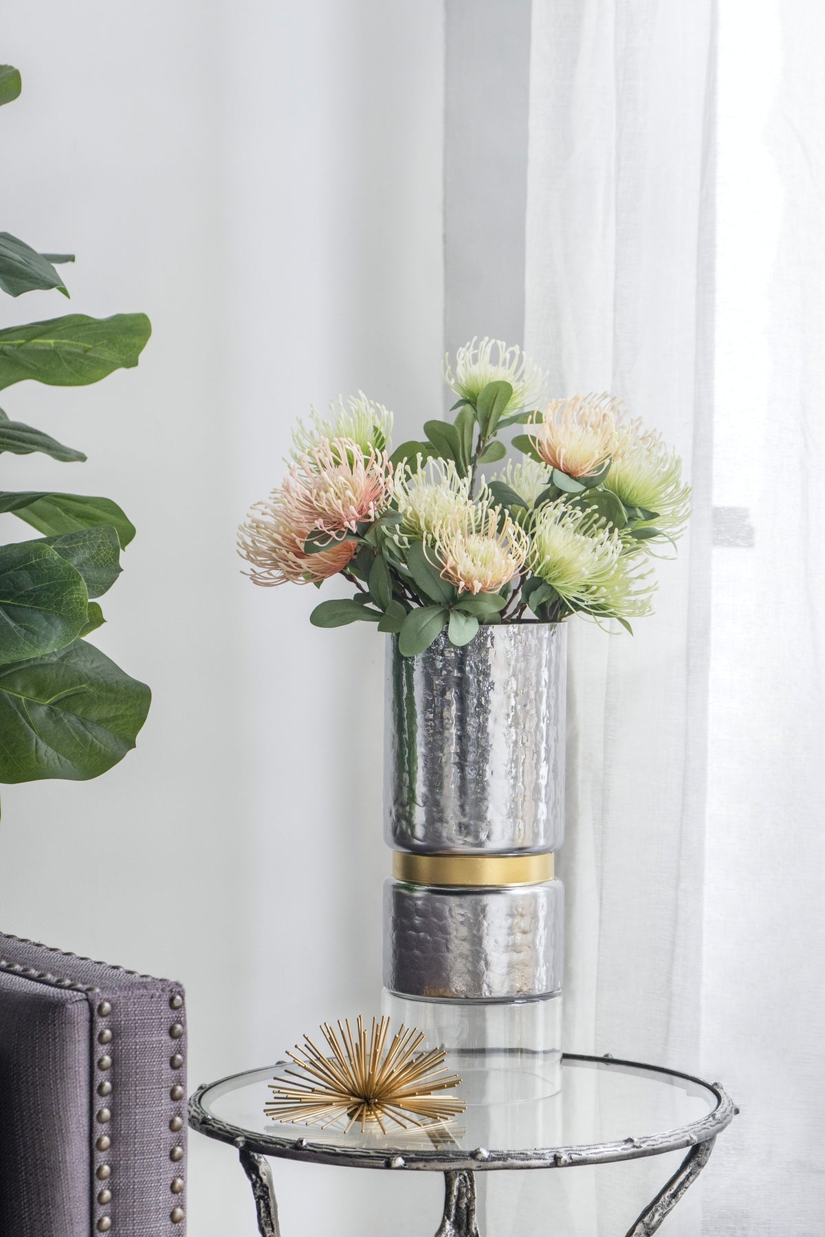 D5.9x15.2" Halloway Silver Candle Holder